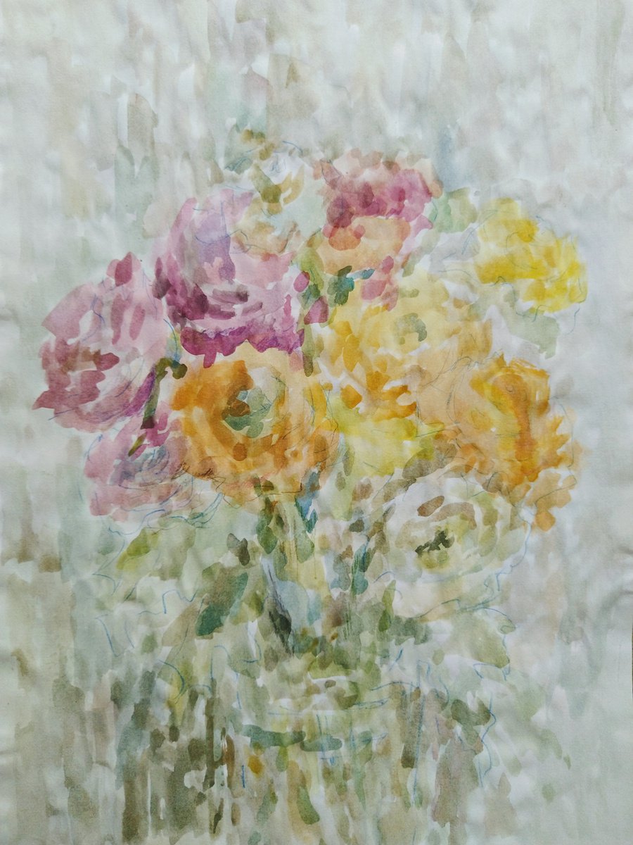 Bouquet of Illusions . Original watercolour painting. by Elena Klyan