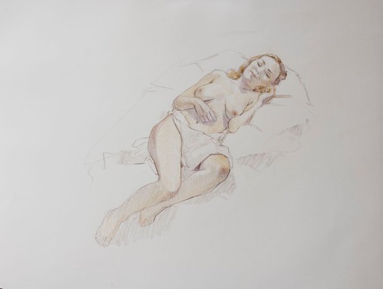 classical nude study with drapery