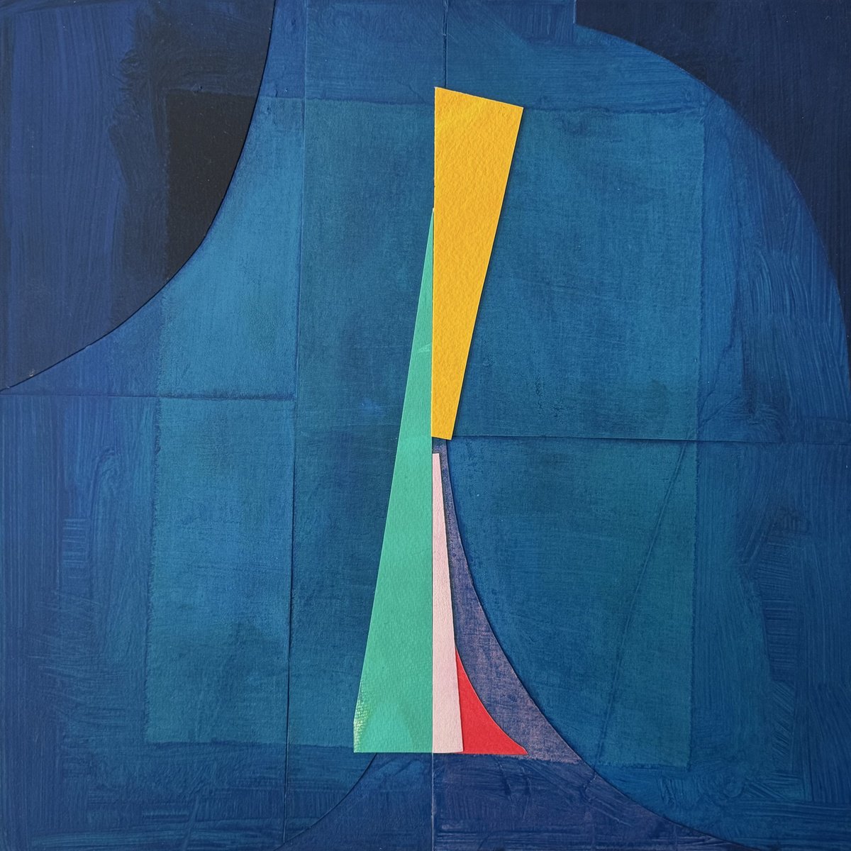 Geometric Abstract Painting By Domenica Brockman, 16 X 16, Shaft Of Light, Original Artwork