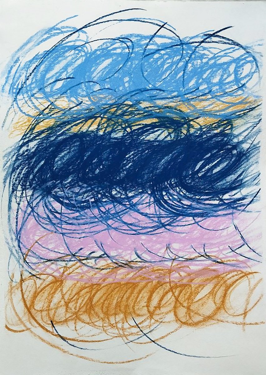 Expressive Abstract Pastel Drawing By Liubov Palii, 13 X 18", Remembering Twombly 1, Original Artwork