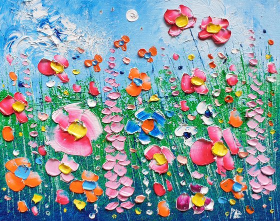 "Pink Meadow Flowers in Love"