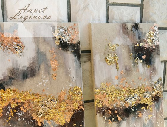 Abstract painting, Gold Wall decor