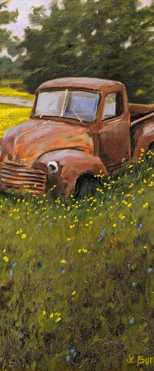 Rusty Truck in Wildflowers by JC Burleson