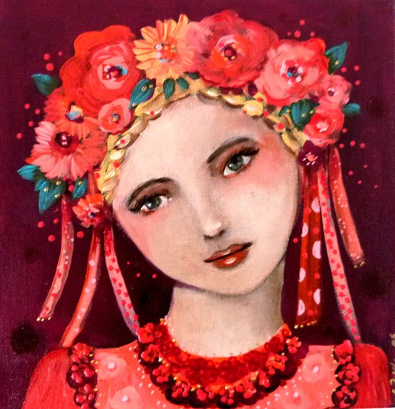 Sweet Elena. 20x20cm Portrait of a russian  blonde woman