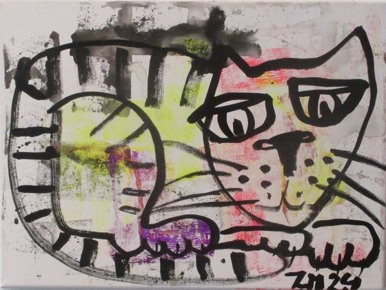 expressive neon cat  11,8 x 15,7 inch