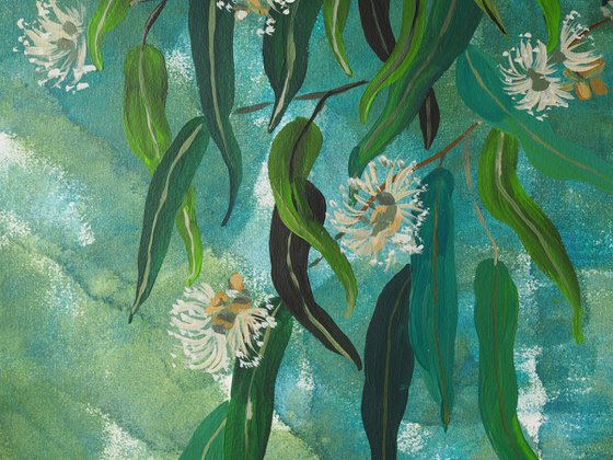 Eucalyptus on expressive background