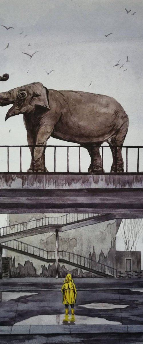 "Got lost" 2021 Watercolor 60x42 by Eugene Gorbachenko