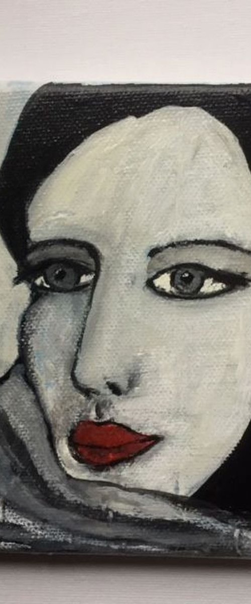 Girl portrait III. - mixed media painting by Paul Simon Hughes