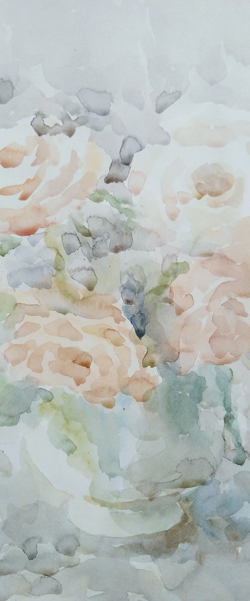 Bouquet of roses. Original watercolour painting. by Elena Klyan