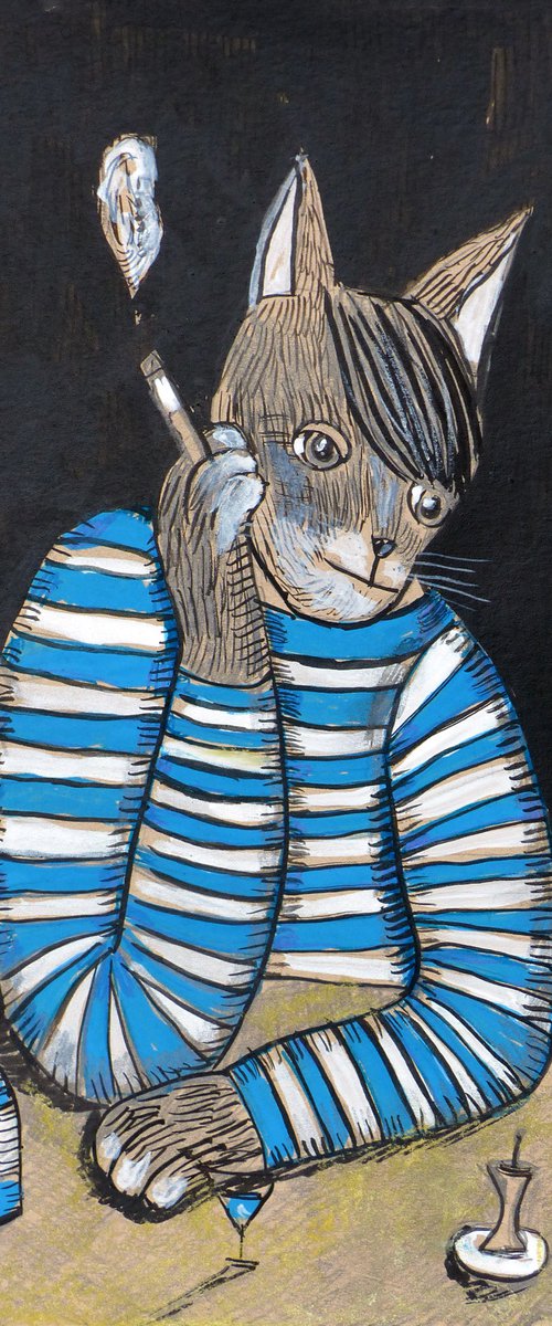 Sad Cat by Elizabeth Vlasova