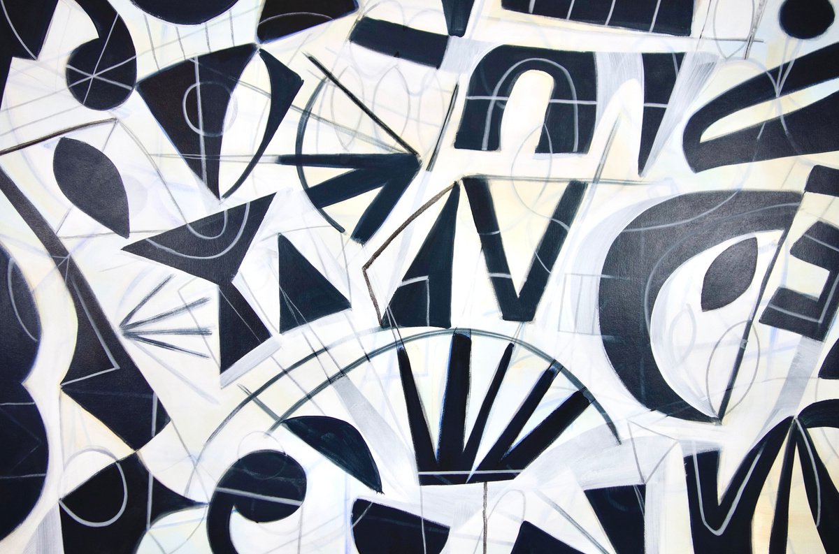 Abstract Acrylic Painting By Michelle Louis, 60 X 40", Shapes In Nature, Original Artwork