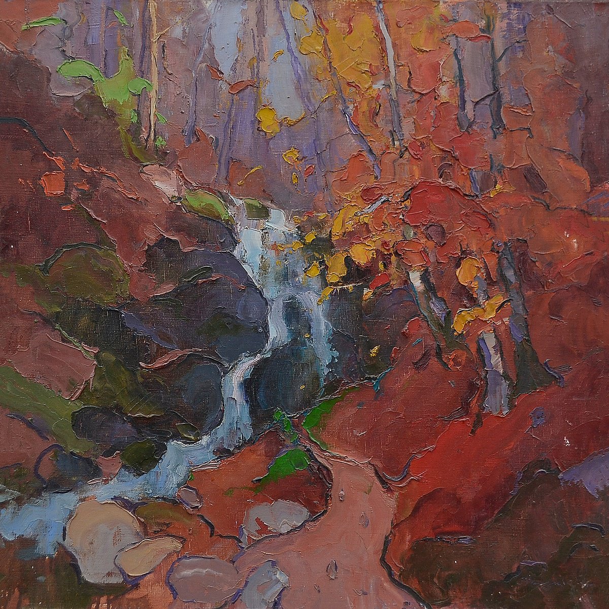 Impressionistic Landscape Oil Painting By Alexander Shandor, 28 X 28, Whisper Of The Carpathians, Original Artwork