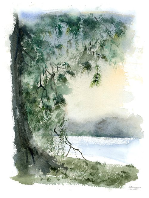 Pine tree landscape by Olga Shefranov (Tchefranov)