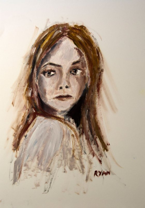 Sketch Of Girl In Oil