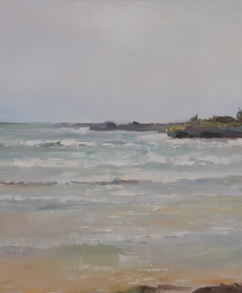 Seascape, original, oil on canvas impressionistic landscape by Alexander Koltakov