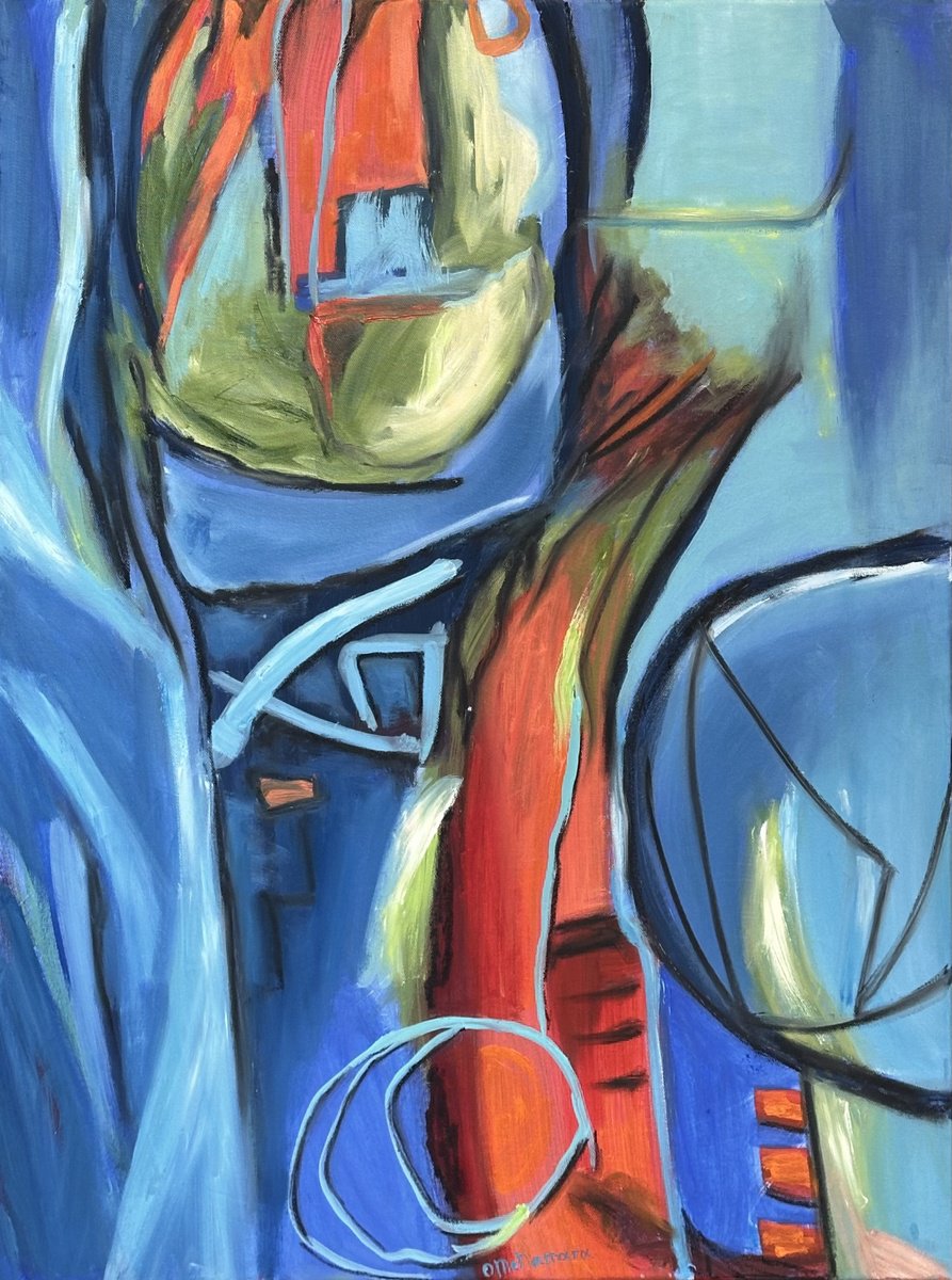 Expressive Abstract Oil Painting By Olga Mcnamara Biennaleartist, 24 X 31", It