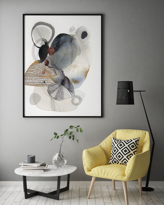 "Dancing Forms" Abstract gray minimal art