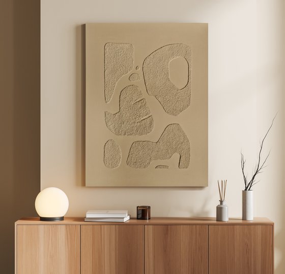 "Beige bay 6" Abstract acrylic textured art