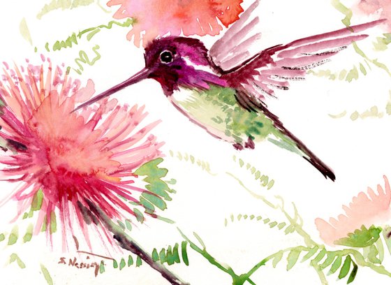 Hummingbird and Flowers