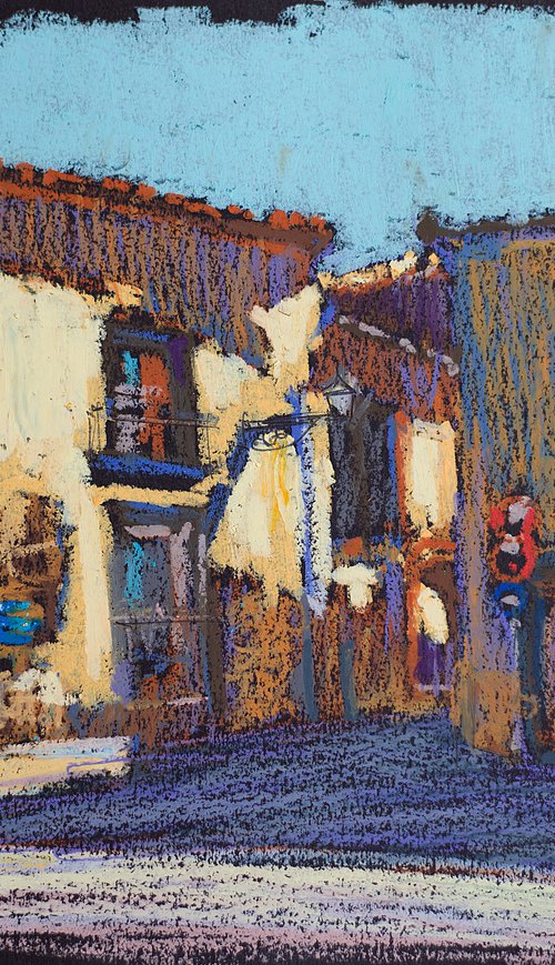 Plain air in Segovia. Old town view. Oil pastel painting. Small painting original one of a kind interior decor gift by Sasha Romm