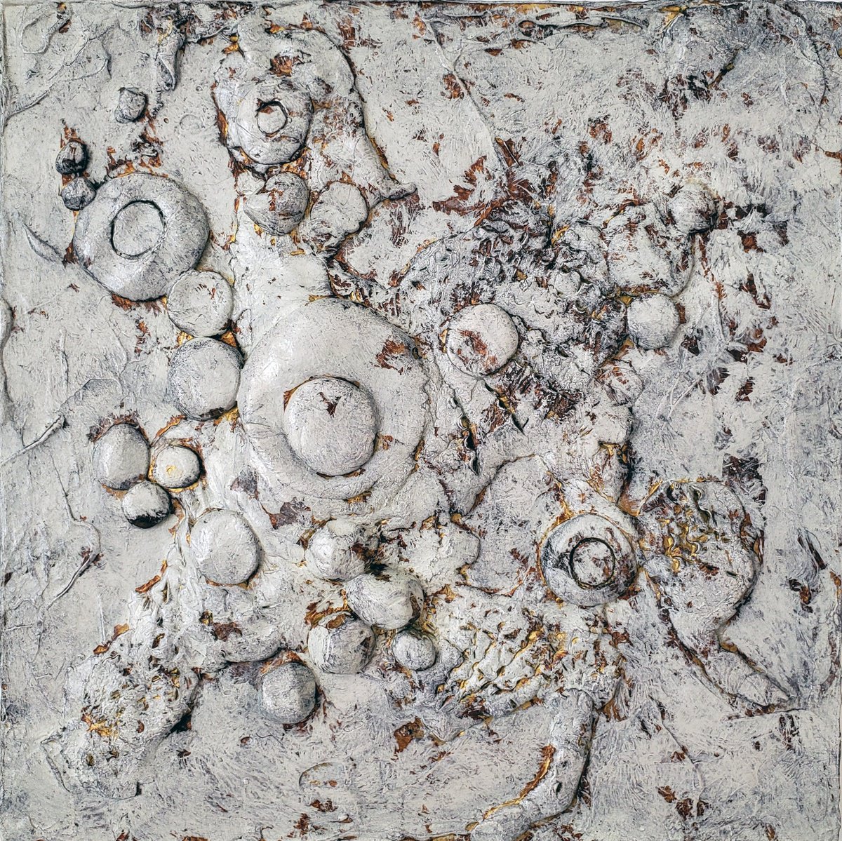 Abstract Relief By Joyce Fournier, 12 X 12", Formations (Wall Sculpture), Original Artwork