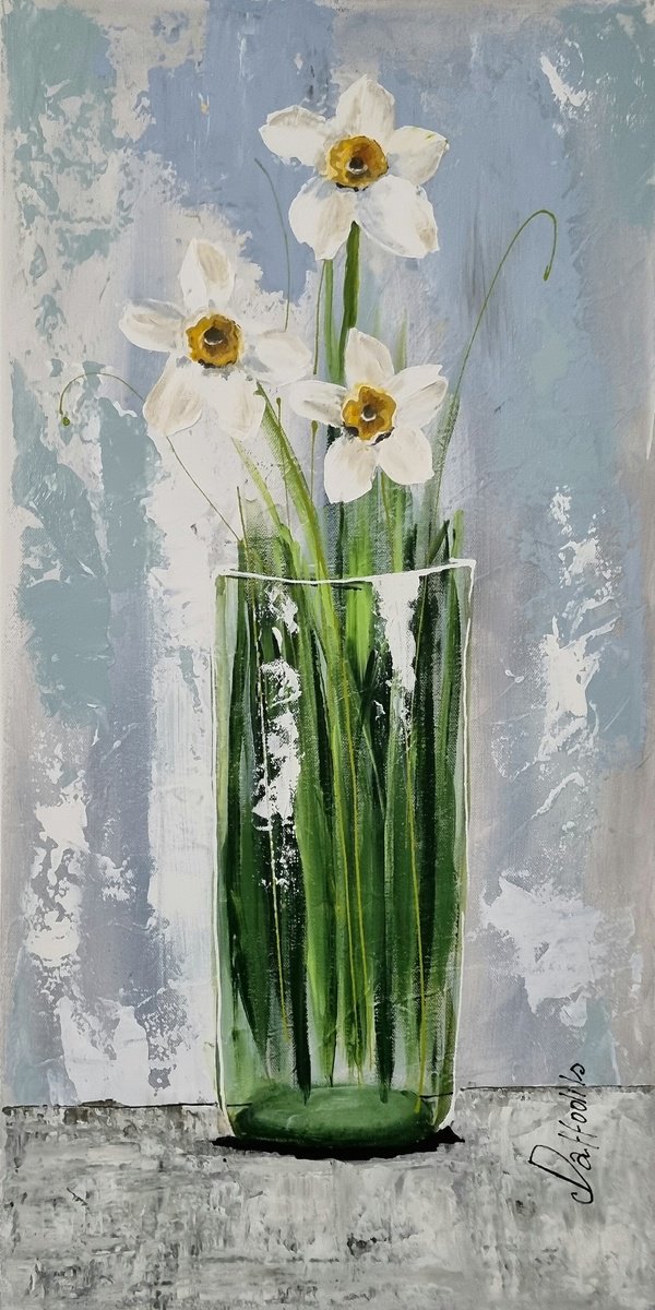 Vase With Daffodils By Cinzia Mancini, 14 X 28, Artwork For Sale On Artfinder