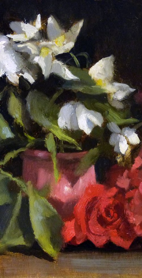 Spring Flowers in a Pink Pot by Pascal Giroud