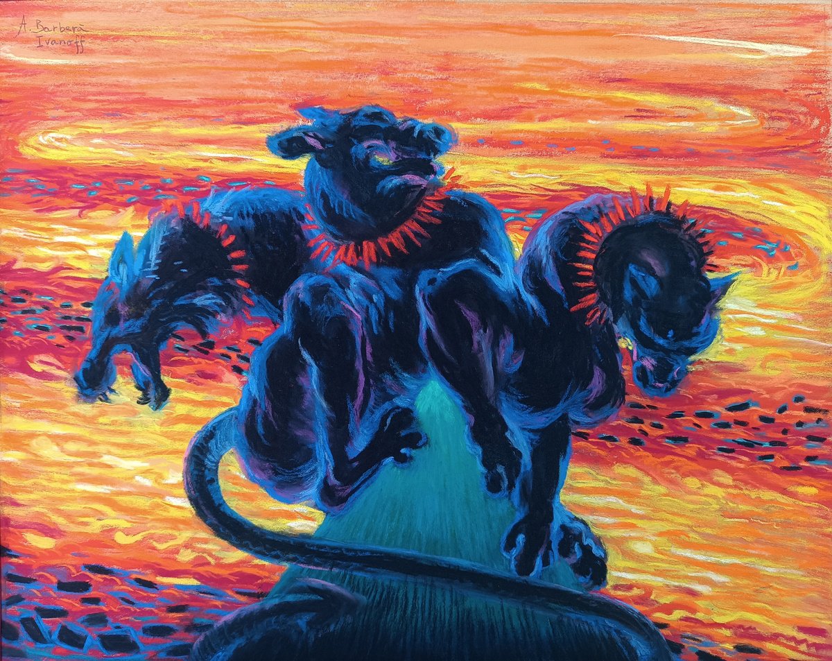 Expressive Animal Painting By Alexandre Barbera-Ivanoff, 26 X 22, Le Tribunal De Cerbere (Study), Original Artwork