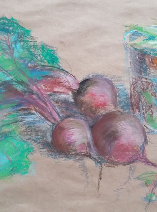 Vegetarian. Original pastel drawing by Elena Klyan