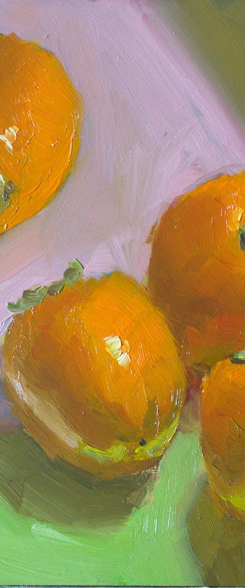 Small Painting - Persimmons on Colored paper! - Kitchen Decor, Home Decor by Nithya Swaminathan