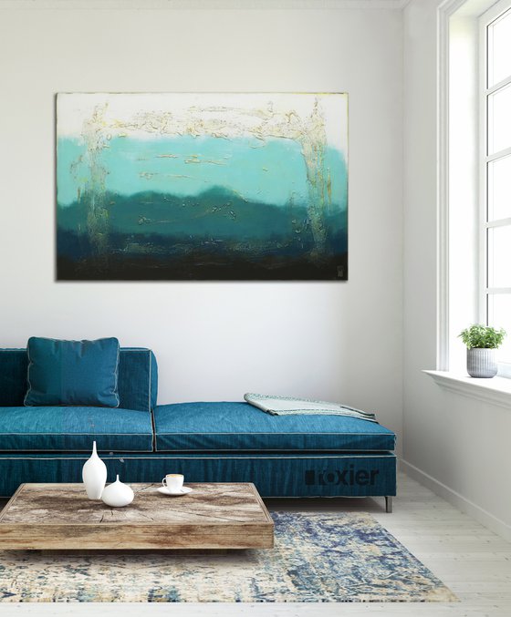 Oceanic Blues Large - Abstract Blue Landscape Painting - Ronald Hunter - 41O