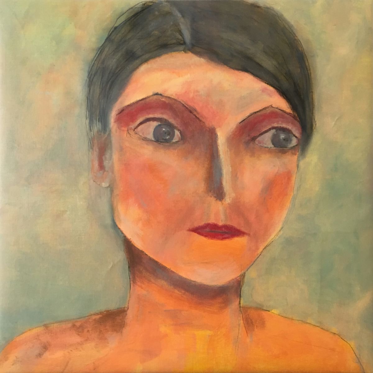 Study of a woman portrait XXXVII (80x80 cm) by Paola Consonni