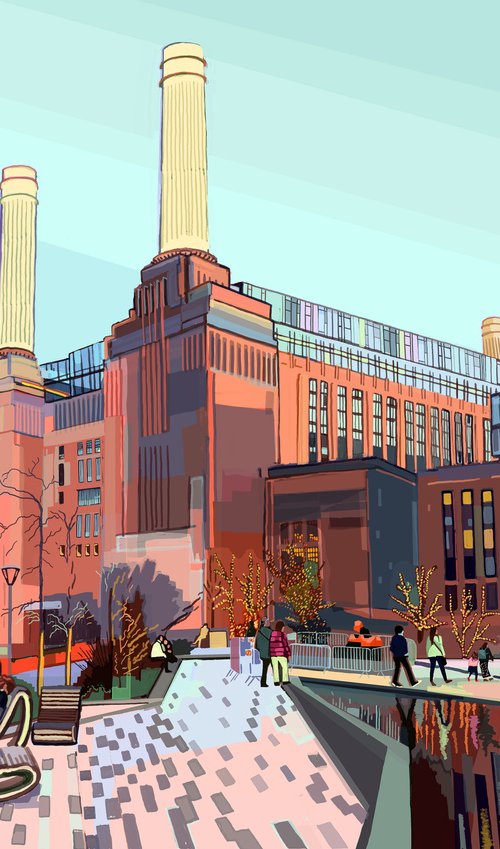 A3 Battersea Power Station, London Illustration Print by Tomartacus
