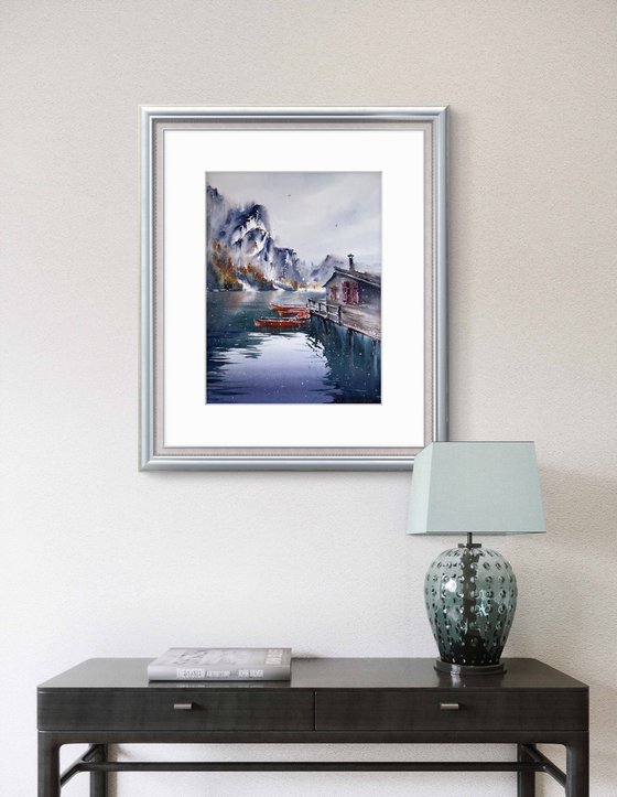 Boats on Lake Braies, Italy