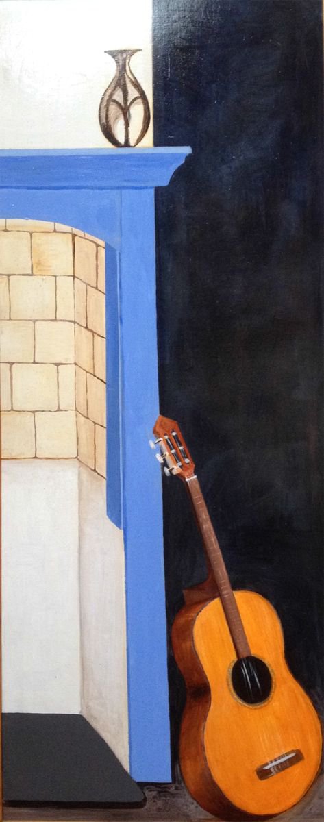 still-life with guitar and vase by Ren Goorman