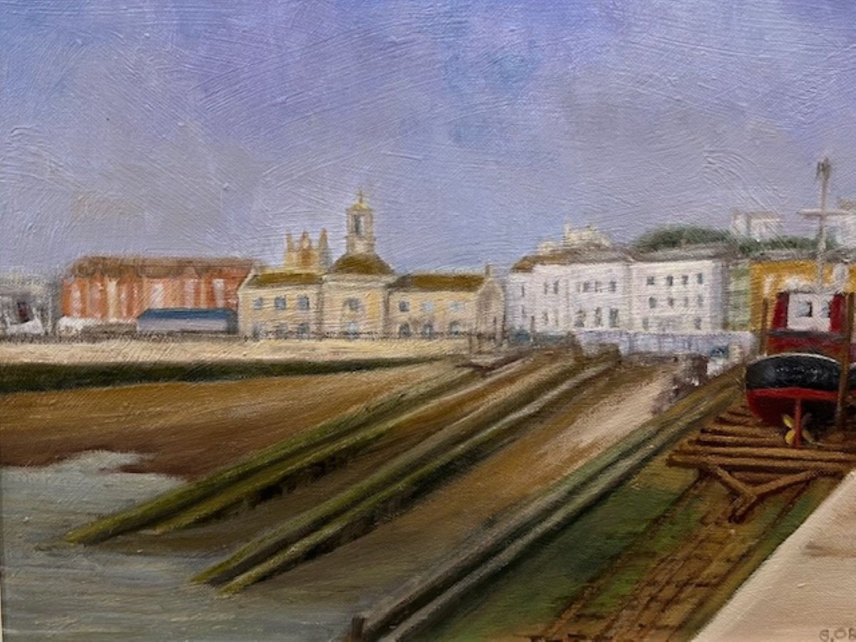 Illustrative Oil Painting , Ramsgate Slipway By Gary Obee, 20 X 17, Artwork For Sale On Artfinder