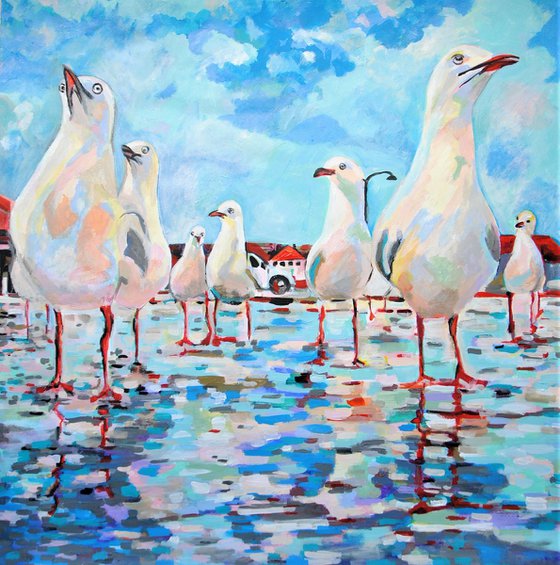 Seagulls / 70 X 70 cm