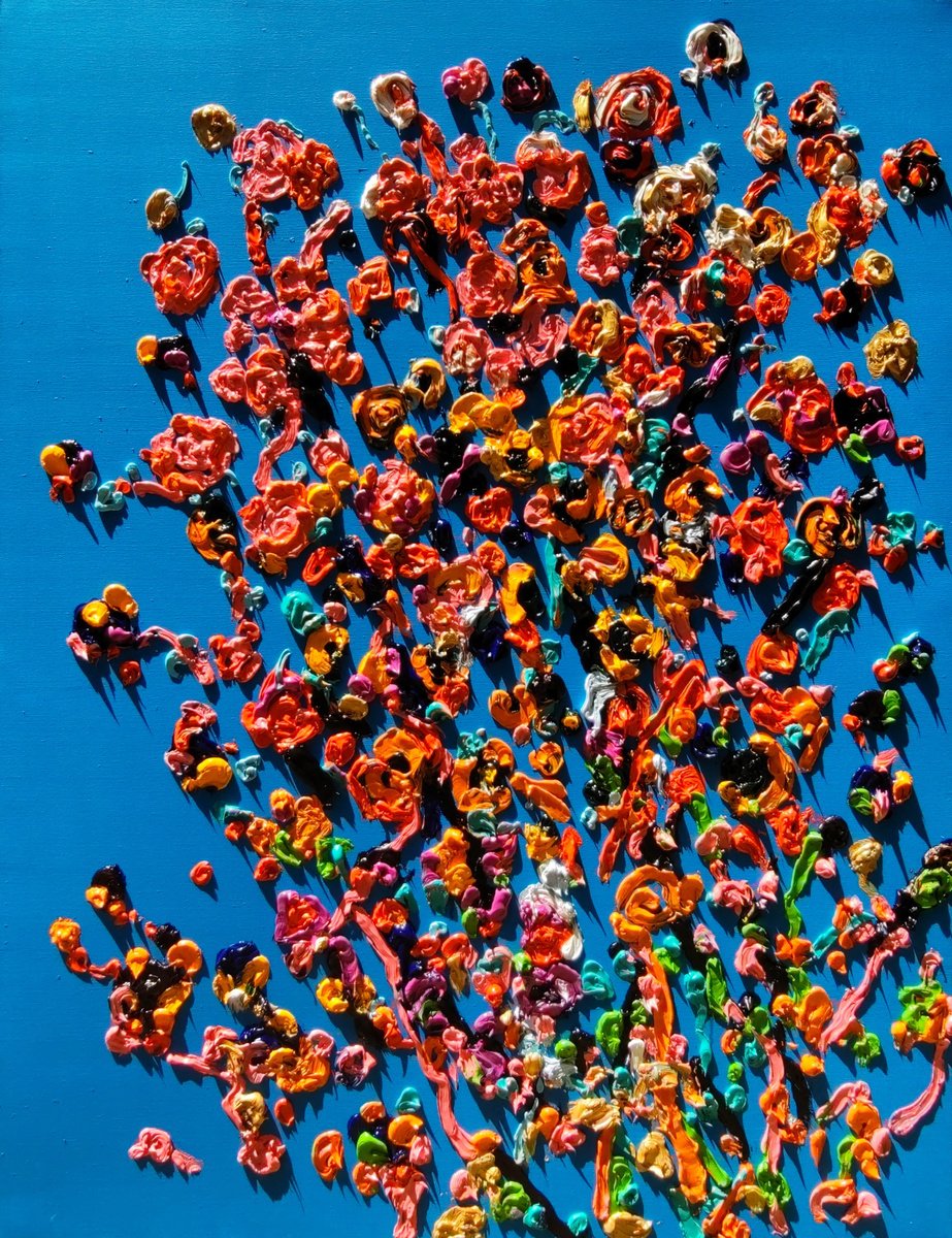 Organic Abstract Oil Painting By Dominic Virtosu, 39 X 51, Thick Garden, Original Artwork