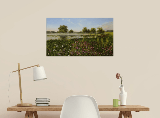 Mist Landscape Meadow Painting