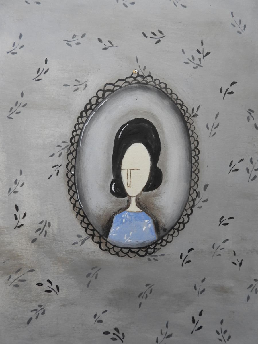 The Lady in the frame - oil on paper by Silvia Beneforti