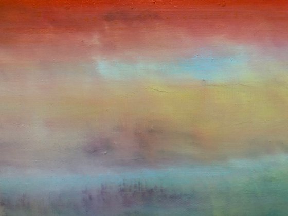 Pausing...original painting oil sunset calm nature promise hope