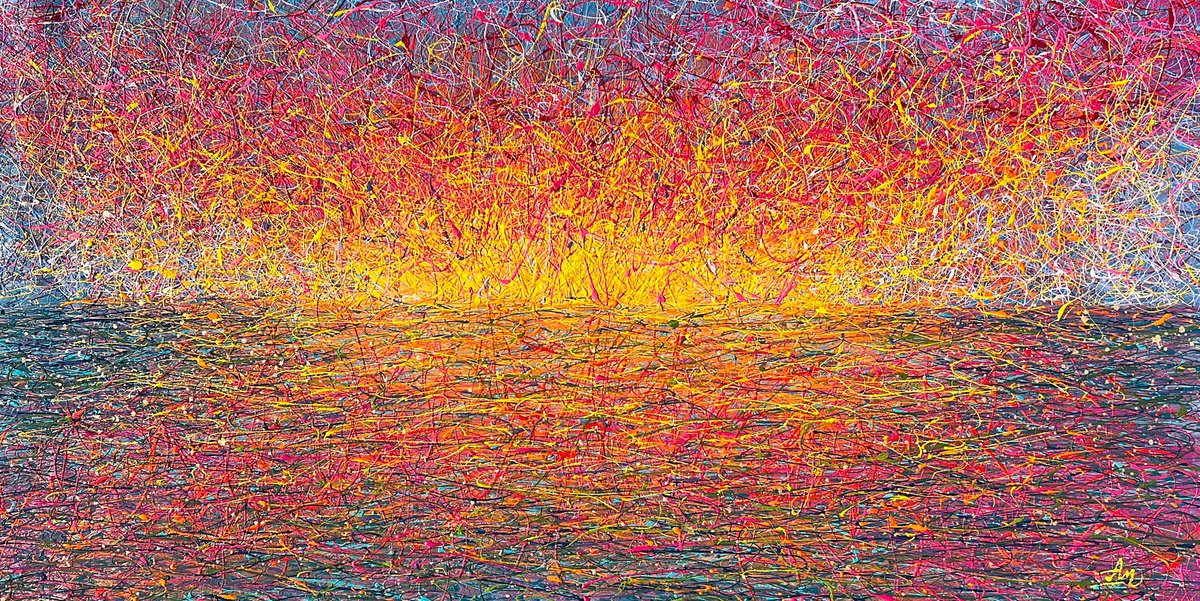 Impressionistic Landscape Painting By Nadiia Antoniuk, 79 X 41", Immerse Ourselves In..., Original Artwork