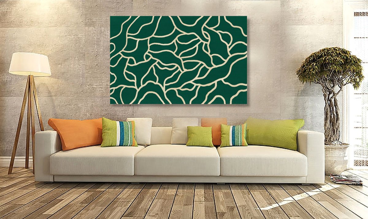 Abstract Landscape Acrylic Painting By Marina Krylova, 49 X 31", Abstract Nature #52, Original Artwork