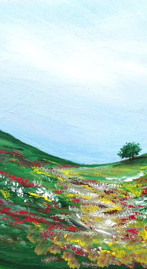 Landscape, Contemplation  - Green, emotional by Mel Graham