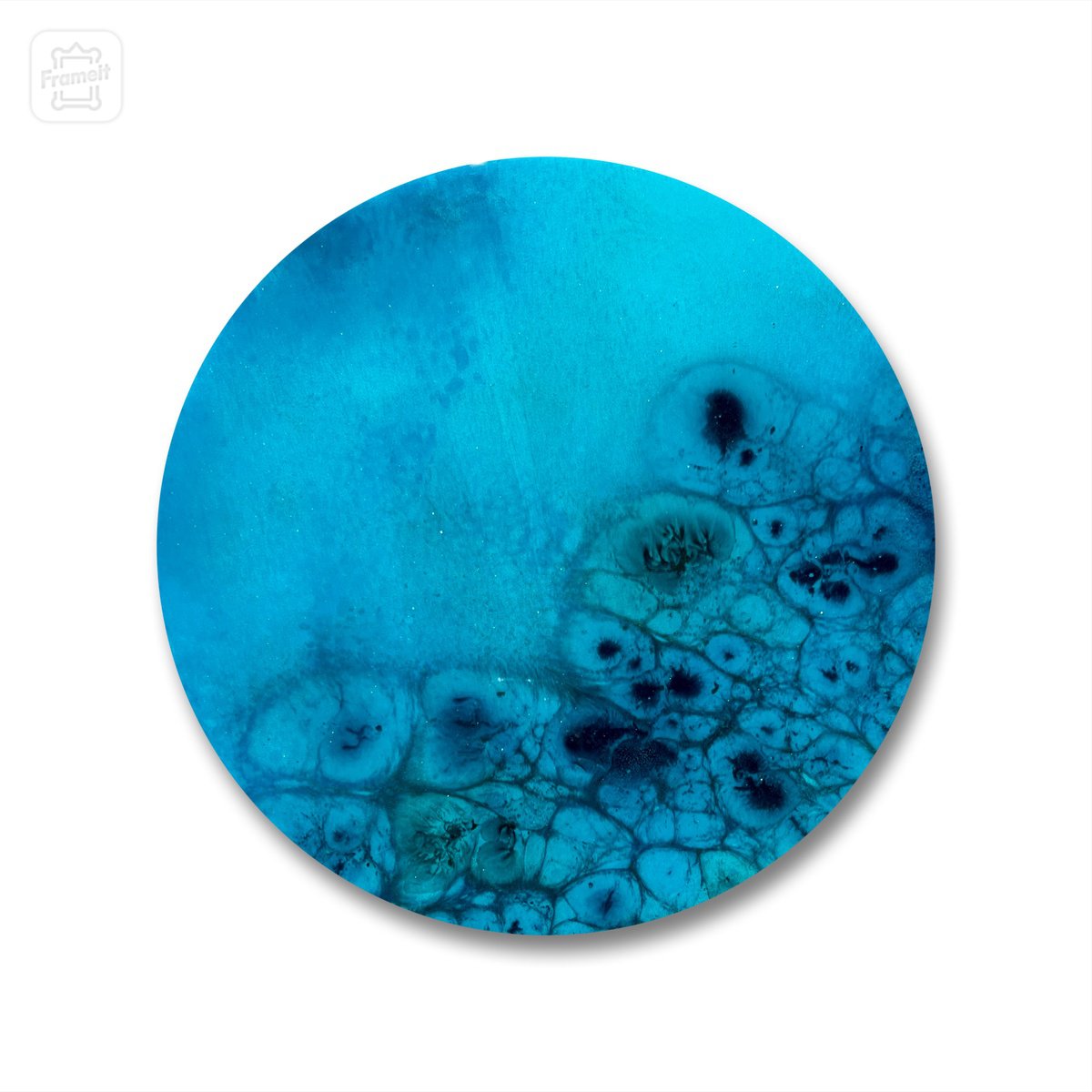 Organic Abstract Painting By Ana Hefco, 15 X 15, Round Ocean #77, Original Artwork