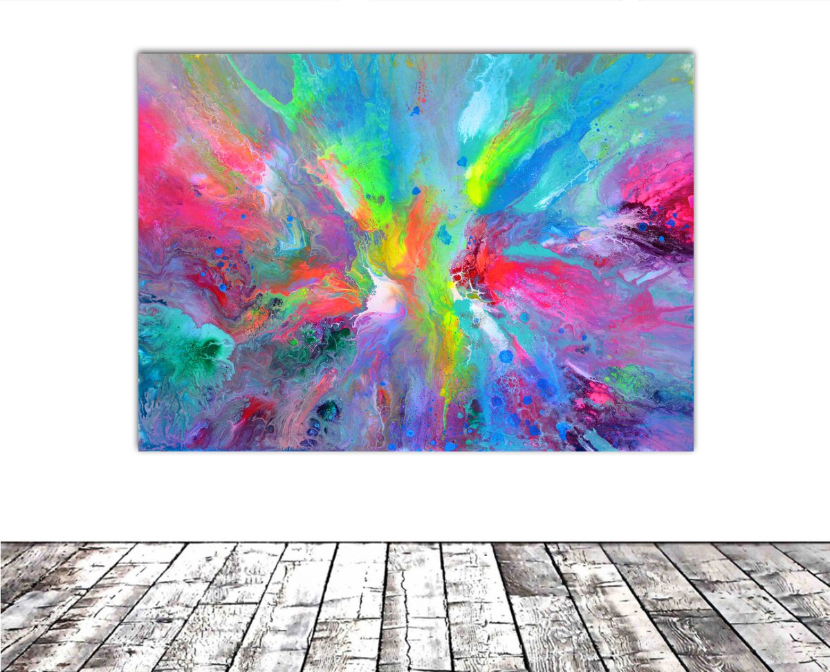 Organic Abstract Acrylic Painting By Soos Tiberiu, 28 X 20", Fusion 2, Original Artwork