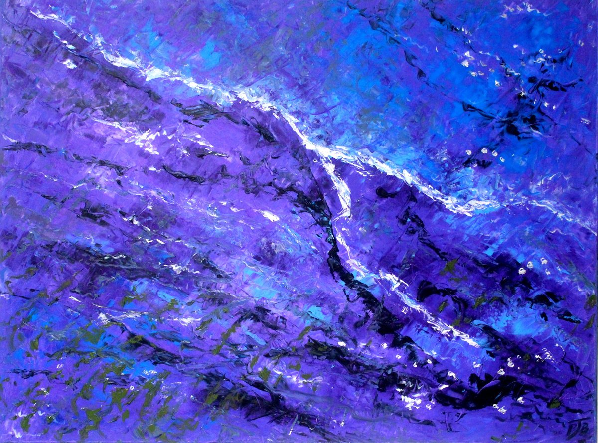 Abstract Oil Painting By Paul J Best, 40 X 30", Purple Nebula - Large, Original Artwork