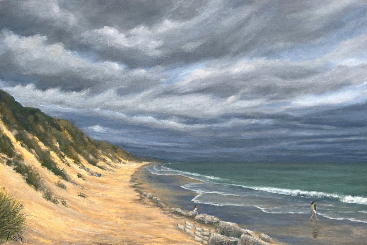 Impressionistic Landscape Oil Painting By Ashley Baldwin-Smith, 24 X 16, Hemsby Beach, Original Artwork