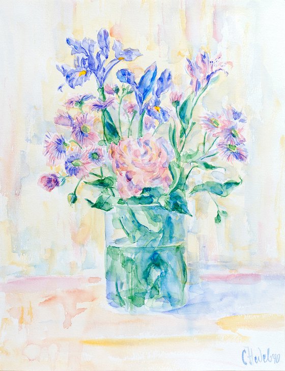 Flowers in a Glass Vase 3
