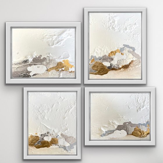 Poetic Landscape XXX - Composition 4 paintings framed - Wall Art Ready to hang